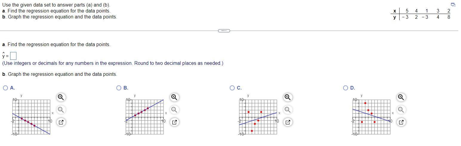 Solved Use the given data set to answer parts (a) and (b). | Chegg.com