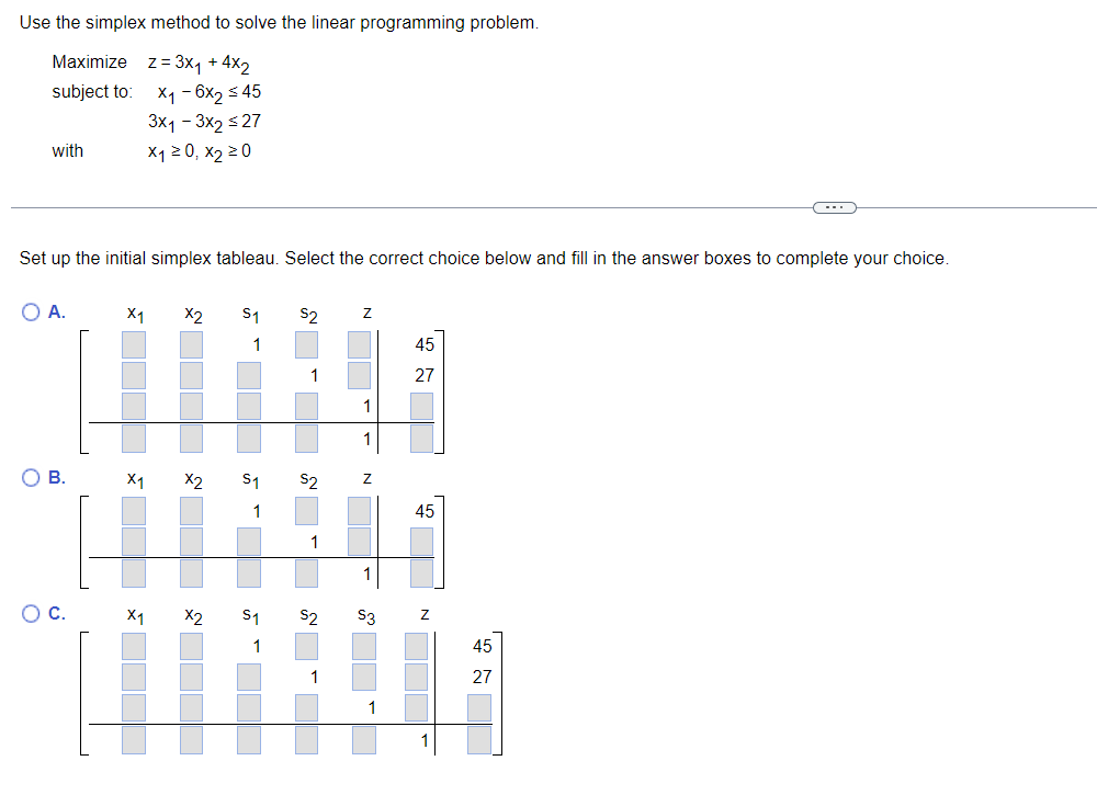 Solved Use the simplex method to solve the linear | Chegg.com