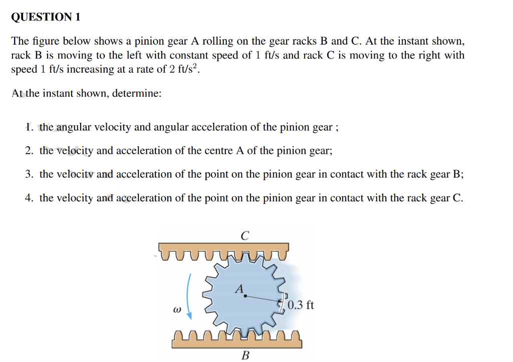 Solved QUESTION 1 The Figure Below Shows A Pinion Gear A | Chegg.com