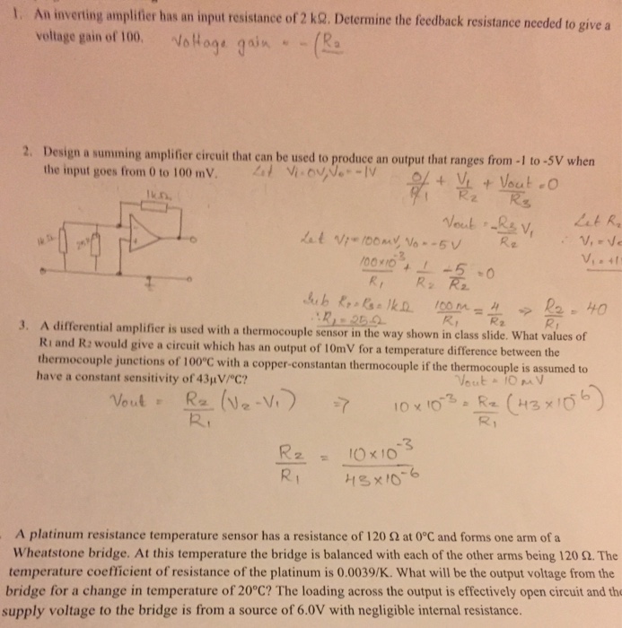 Solved 1. An inverting amplifier has an input resistance of