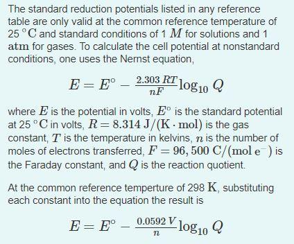 Solved The standard reduction potentials listed in any | Chegg.com