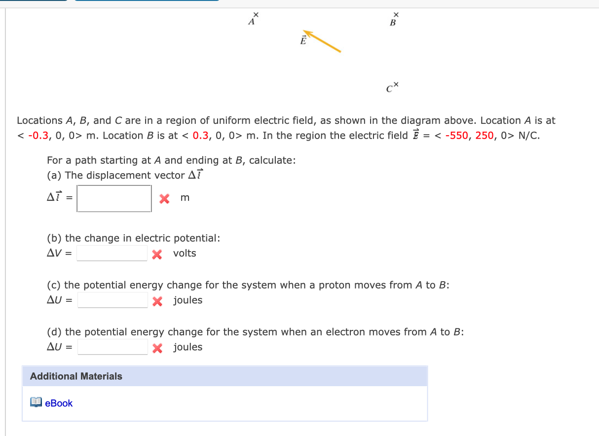 Solved X B E Ct Locations A B And C Are In A Region Of Chegg Com