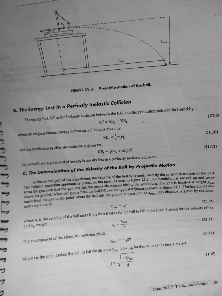 Solved The Ballistic Pendulum OBJECT The object of this | Chegg.com