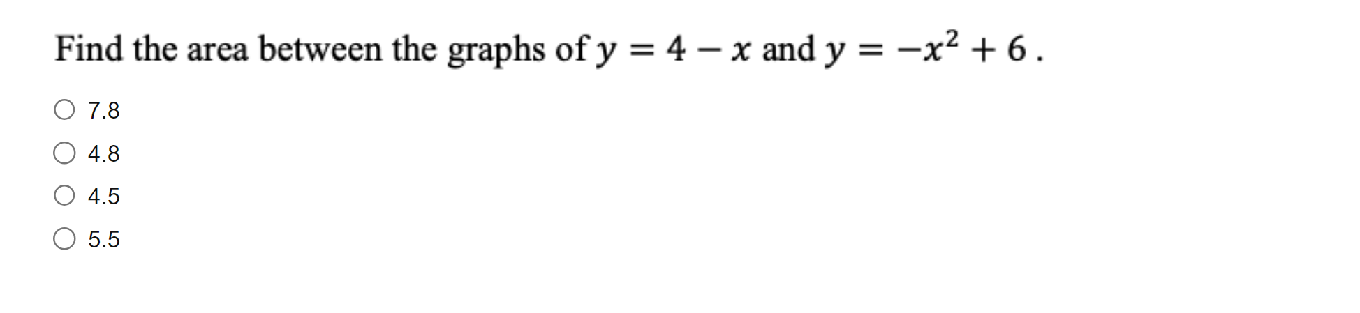 Solved Find the area between the graphs of y=4−x and | Chegg.com