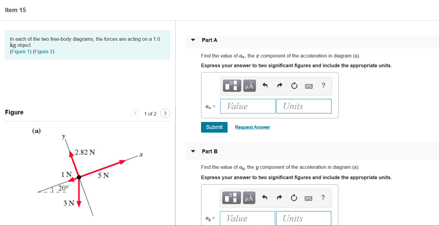 Solved Item 15 Part A In each of the two free-body diagrams, | Chegg.com