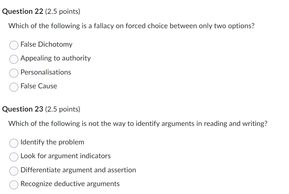 Solved Which of the following is a fallacy on forced choice | Chegg.com