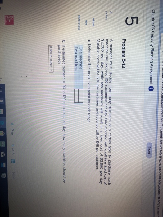Solved Chapter 05 Capacity Planning Assignment 5 Problem | Chegg.com