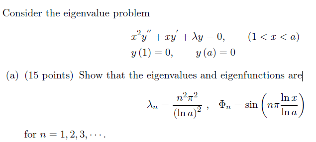 Solved Consider the eigenvalue problem x²y