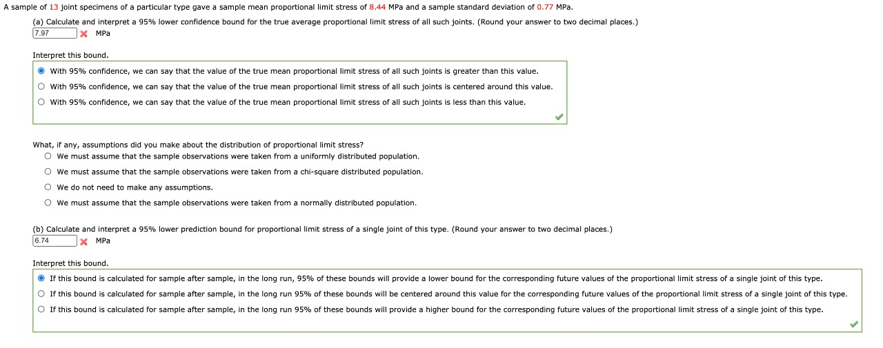 Solved A Sample Of 13 Joint Specimens Of A Particular Type | Chegg.com