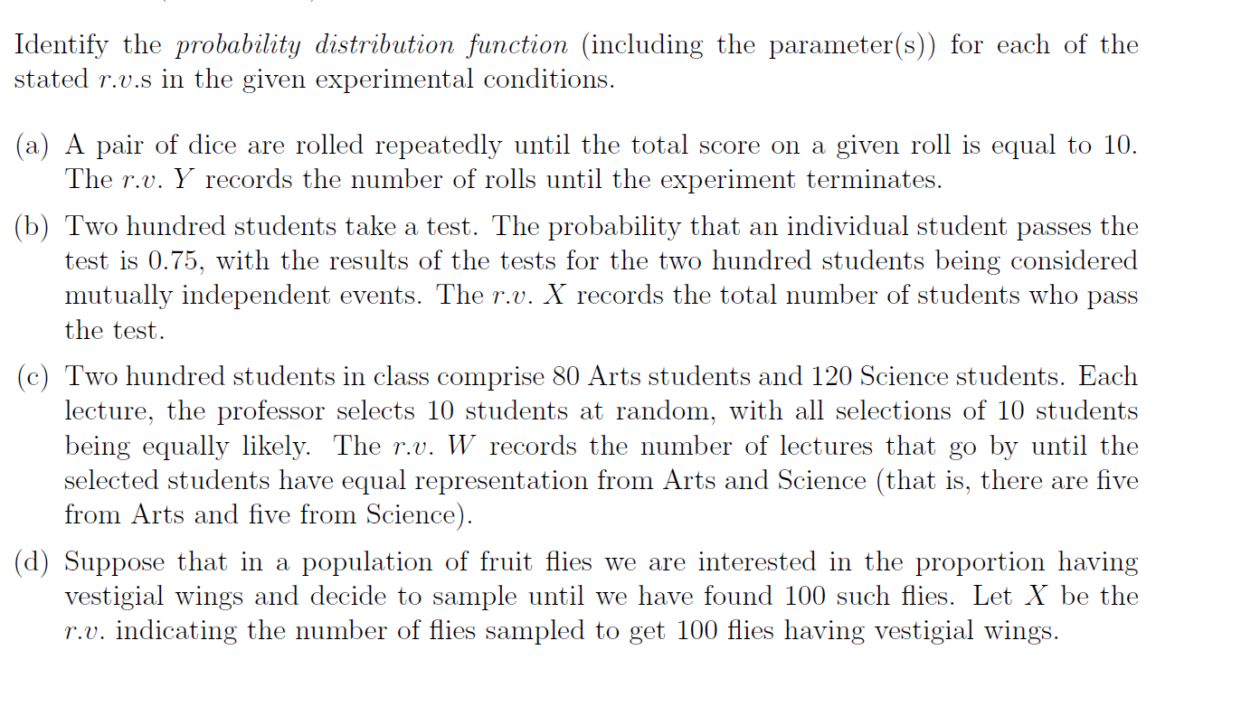 Solved Identify the probability distribution function | Chegg.com