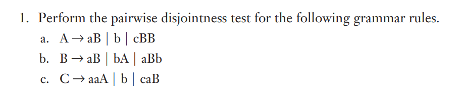 Solved 1. Perform the pairwise disjointness test for the | Chegg.com