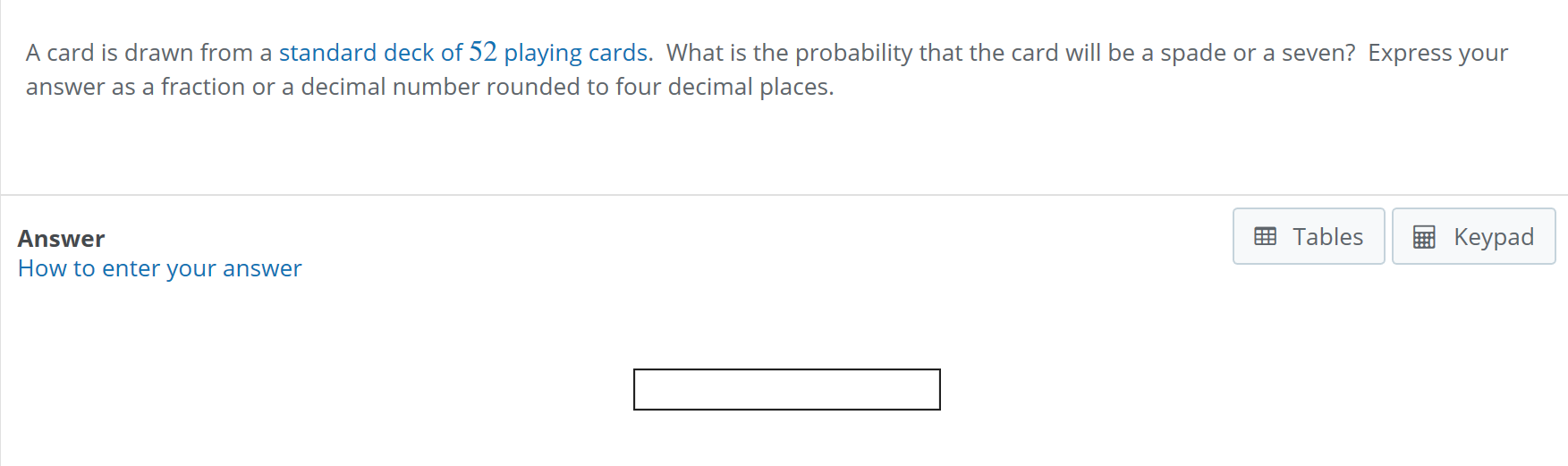 Solved A card is drawn from a standard deck of 52 playing
