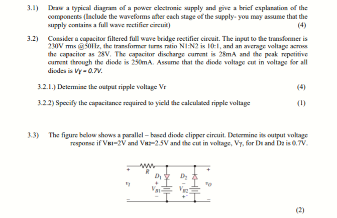 Solved 3.1) Draw a typical diagram of a power electronic | Chegg.com