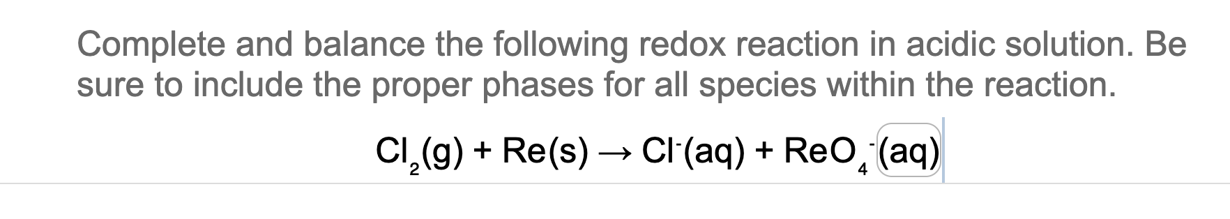 Solved Complete And Balance The Following Redox Reaction In | Chegg.com