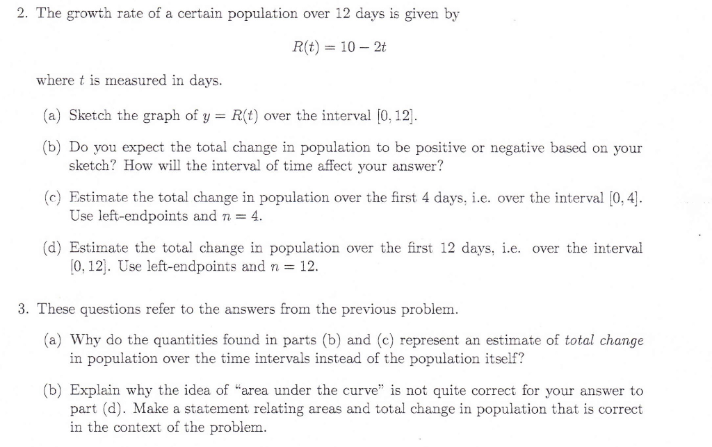 Solved 2. The growth rate of a certain population over 12 | Chegg.com