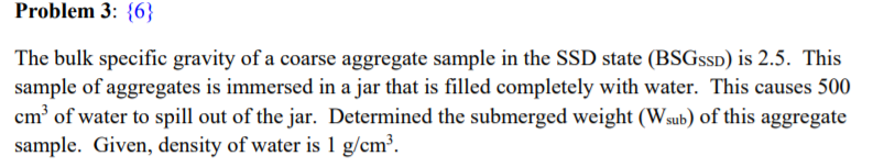 Solved Problem 3: {6} The bulk specific gravity of a coarse | Chegg.com