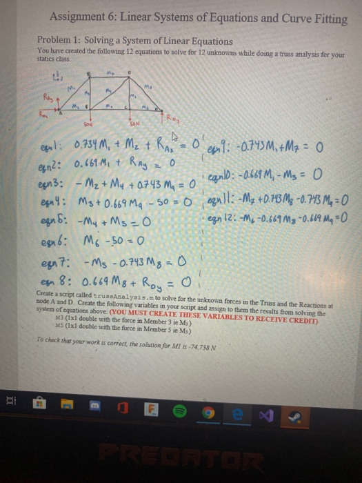 Solved Assignment 6: Linear Systems of Equations and Curve | Chegg.com