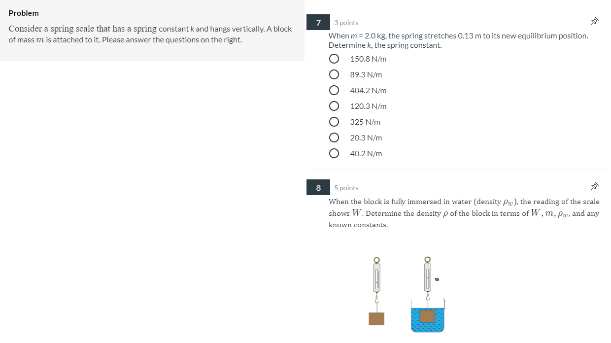 Solved Problem Consider a spring scale that has a spring | Chegg.com