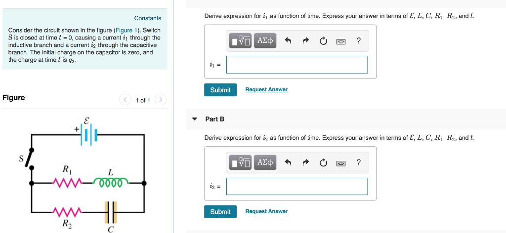 Solved Derive expression for i as function of time. Express | Chegg.com