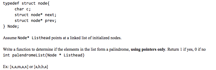 Solved typedef struct node char c; struct node* next; struct | Chegg.com