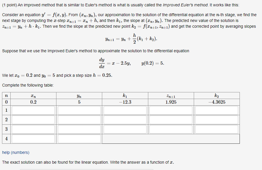 Solved (1 point) An improved method that is similar to | Chegg.com