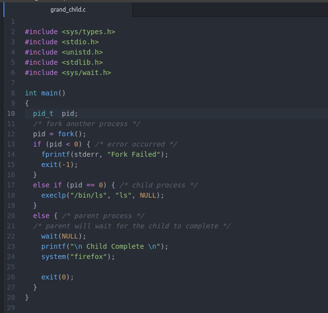 Solved So for the grand_child.c file, i basically copy and | Chegg.com