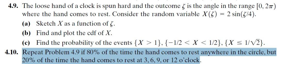Solved 4.9. The loose hand of a clock is spun hard and the | Chegg.com