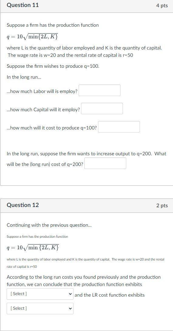 Solved Suppose a firm has the production function | Chegg.com