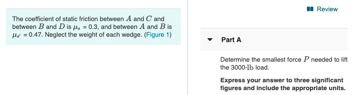 Solved n Review The coefficient of static friction between A | Chegg.com