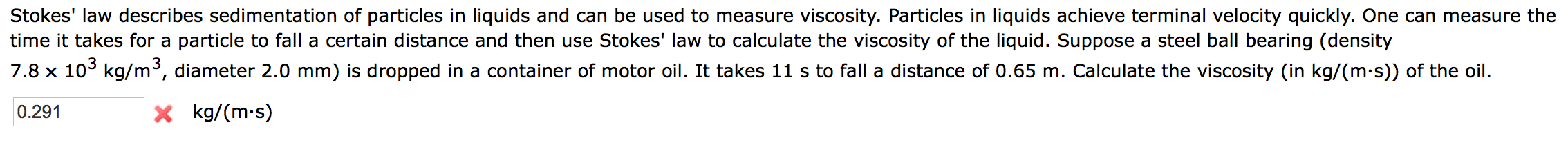 Solved Stokes' law describes sedimentation of particles in | Chegg.com