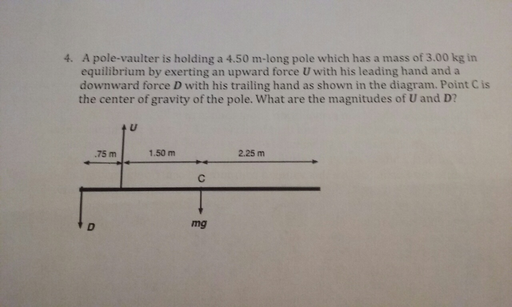 Solved A Pole-vaulter Is Holding A 4.50 M-long Pole Which | Chegg.com