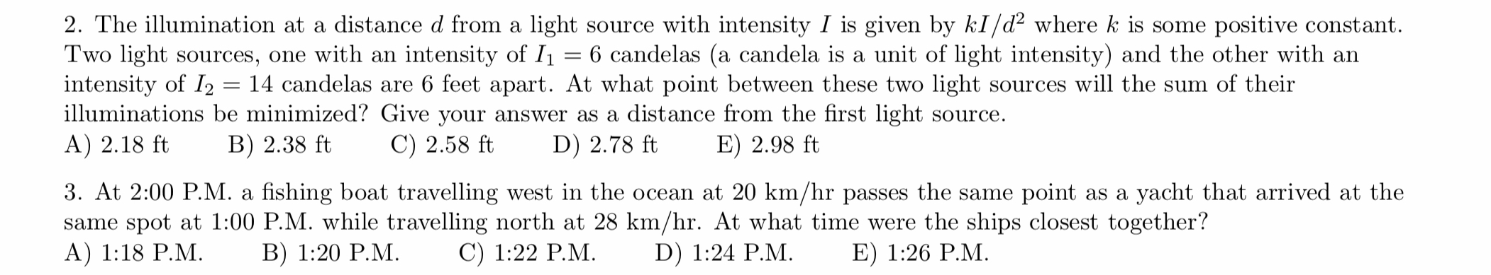 Solved 2. The illumination at a distance d from a light | Chegg.com