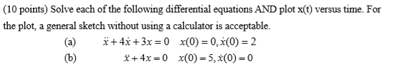 Solved (10 points) Solve each of the following differential | Chegg.com