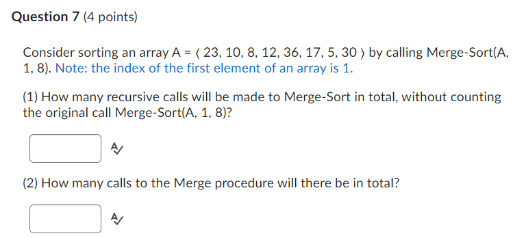 Solved Consider sorting an array A= 23,10,8,12,36,17,5,30 | Chegg.com