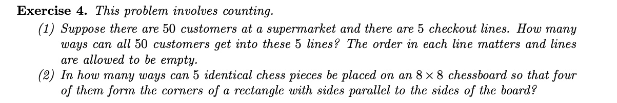 Solved Exercise 4. This problem involves counting. (1) | Chegg.com