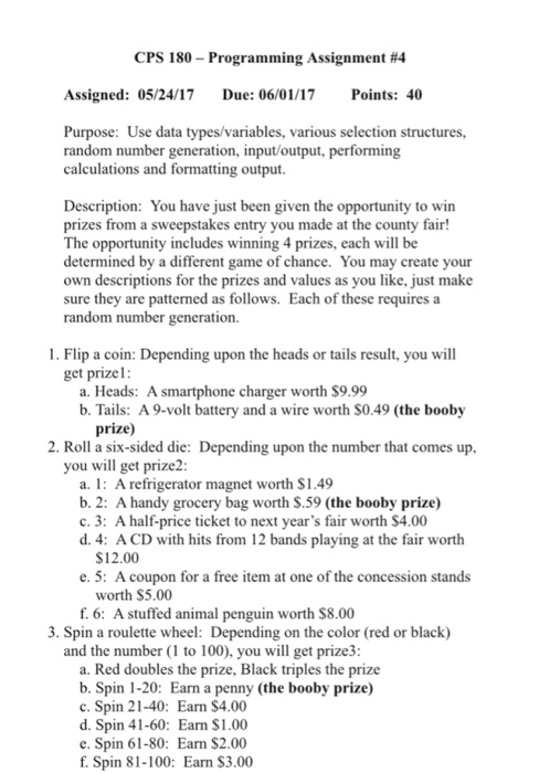 Solved CPS 180-Programming Assignment #4 Assigned: 05/24/17