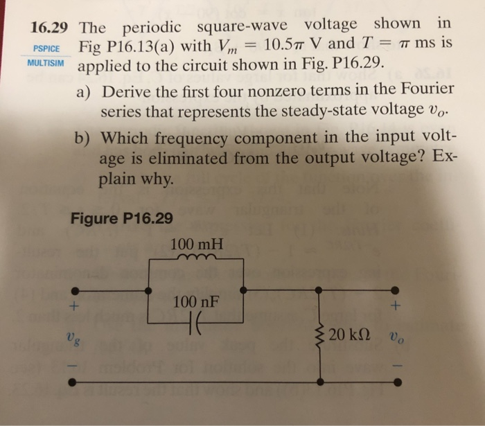 Solved 16.29 The periodic square-wave voltage shown in | Chegg.com