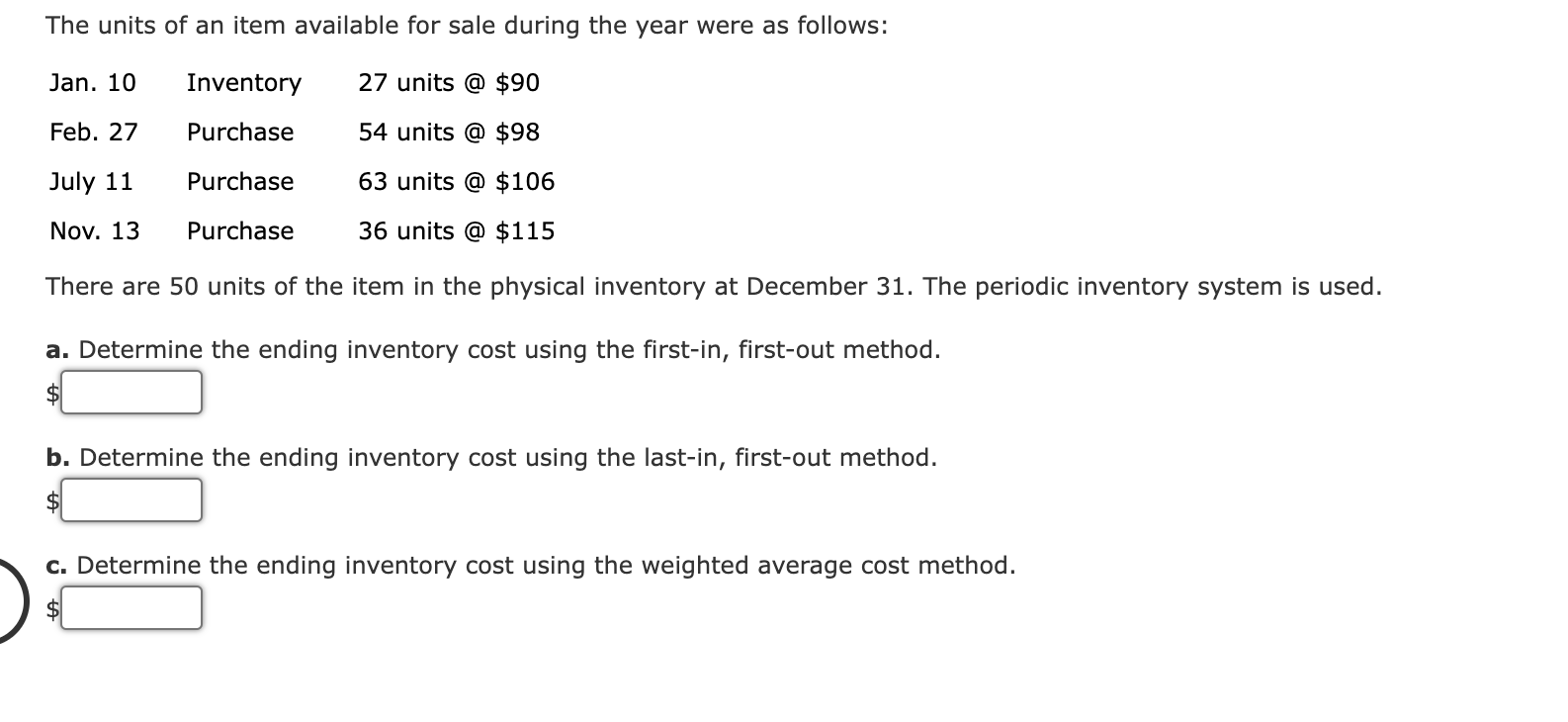Solved The units of an item available for sale during the | Chegg.com