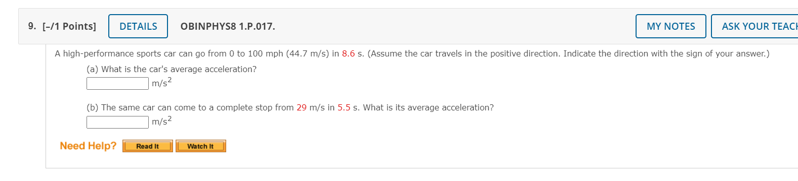 Solved 9. [-/1 Points] DETAILS OBINPHYS8 1.P.017. MY NOTES | Chegg.com