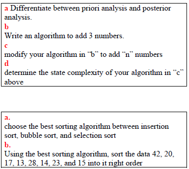 Solved a Differentiate between priori analysis and posterior | Chegg.com