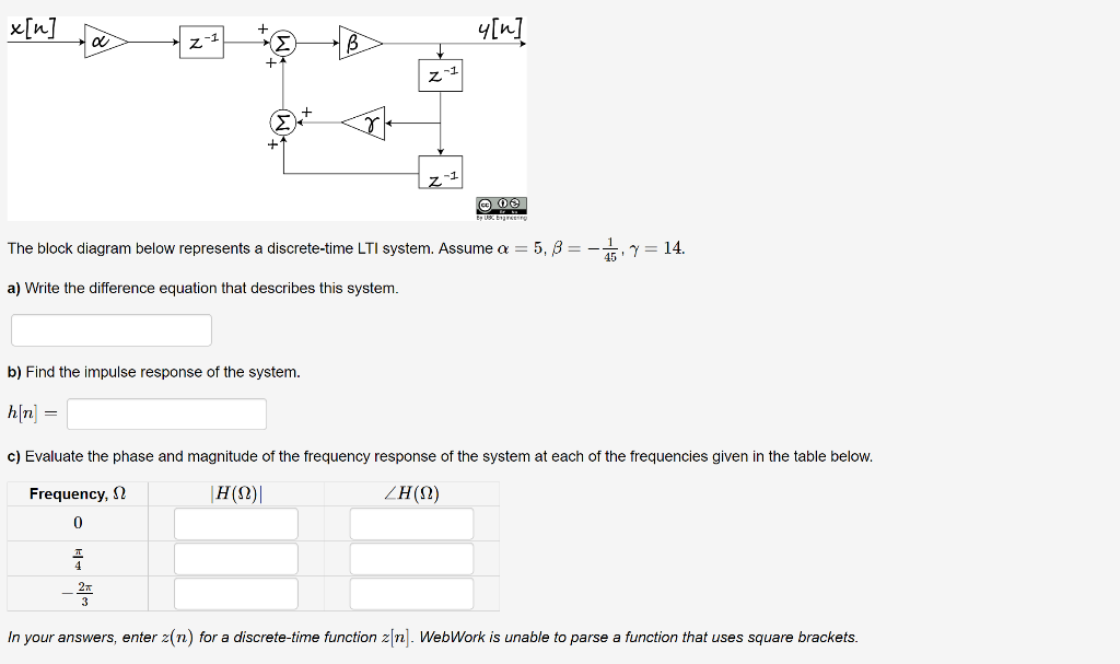 Solved y[n The block diagram below represents a | Chegg.com