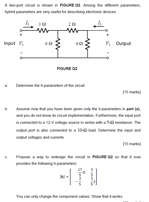 Solved A Two-port Circuit Is Shown In FIGURE Q2. Among The | Chegg.com