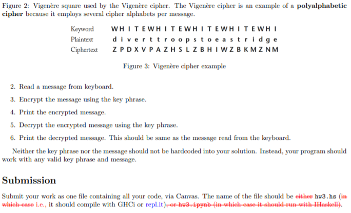 Figure 2: Vigenère square used by the Vigenère cipher. The Vigenère cipher is an example of a polyalphabetic cipher because i