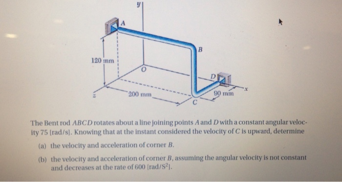 Solved The Bent Rod ABCD Rotates About A Line Joining | Chegg.com