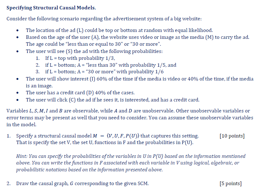 Specifying Structural Causal Models. Consider The | Chegg.com