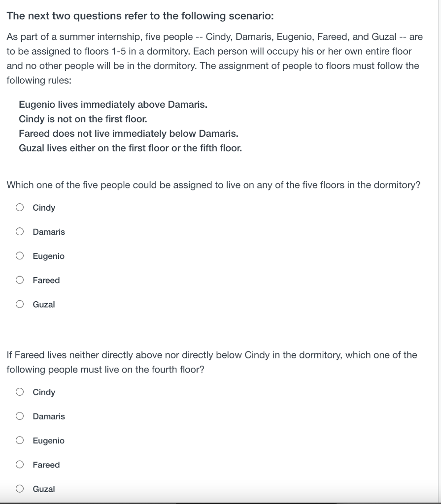 Solved The next two questions refer to the following | Chegg.com