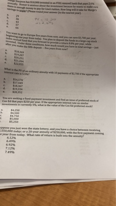 Solved Rge Simpson Has 10 000 Invested In An Fdic Insure