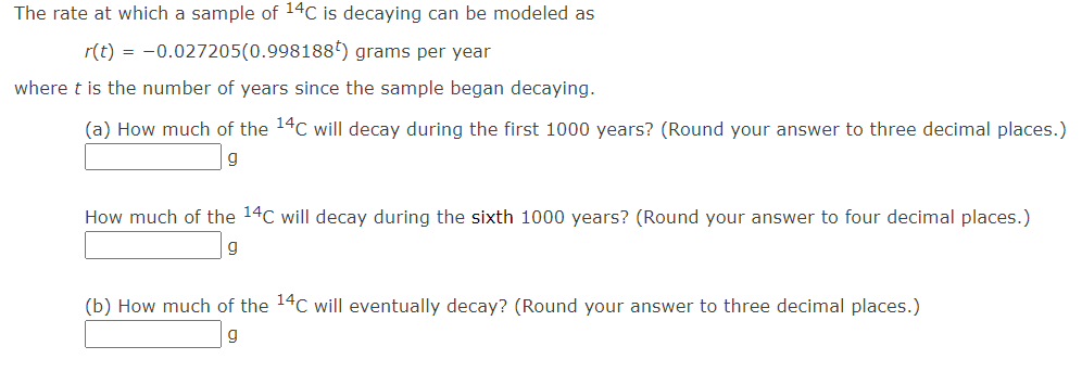 Solved he rate at which a sample of 14C is decaying can be | Chegg.com