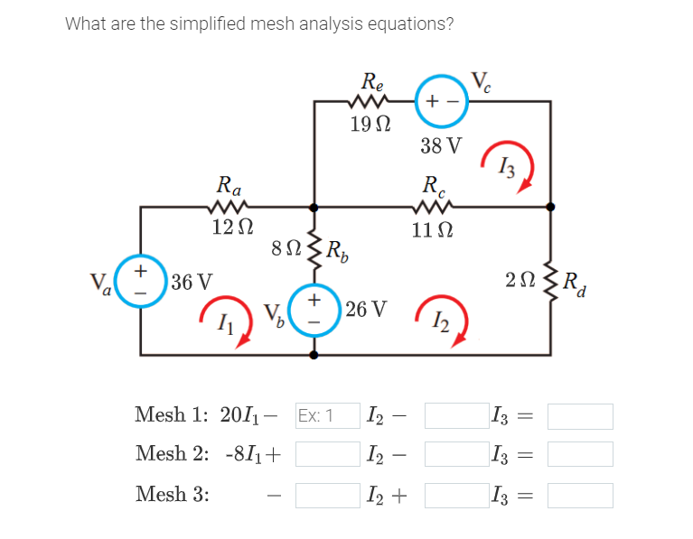 Solved What are the simplified mesh analysis equations? | Chegg.com