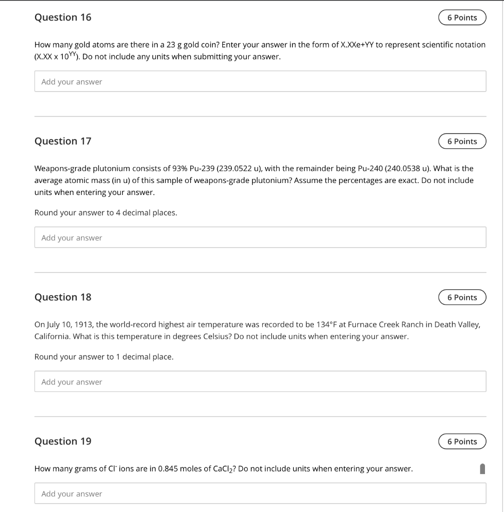 Solved Question 16 6 Points How many gold atoms are there in | Chegg.com